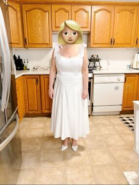 White Bow Tie-up Sleeve Dress Wedding Dress